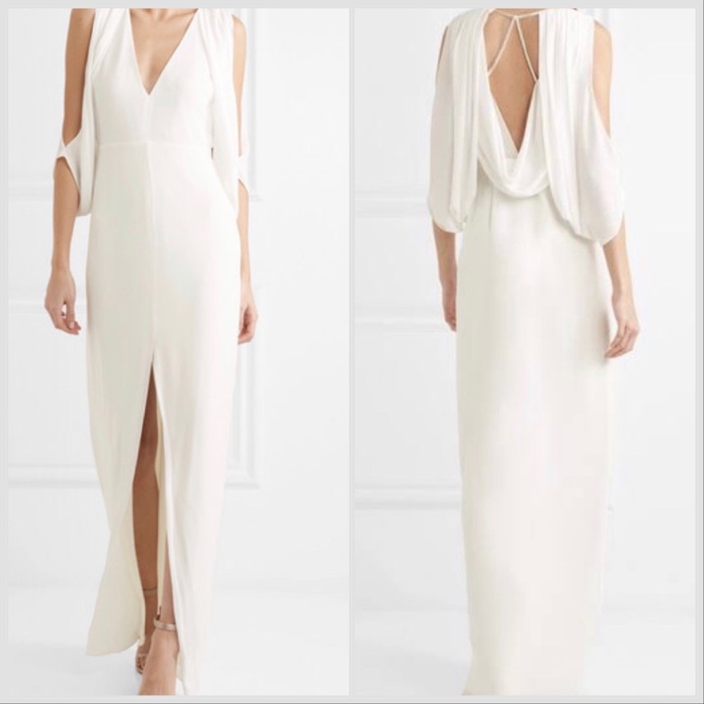 Halston Heritage White Georgette Dress